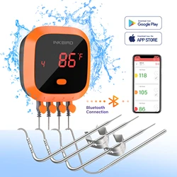 INKBIRD Bluetooth BBQ Thermometer APP Remote Controlled Food Meat Thermometer with 4 Probes for Kitchen,Outdoor Cooking,Oven