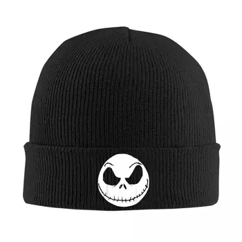 Der Albtraum vor Weihnachten Jack Skellington Face Beanie Hüte Motorhaube Hüte weiblich männlich Strickmütze Herbst Weihnachtsgeschenk elastische Kappen