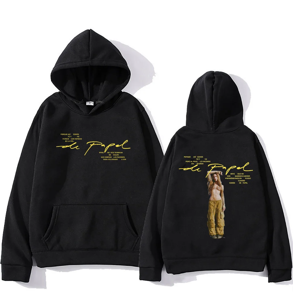 Singer TINI De Papel Hoodies Men Women Vintage Aesthetic Pullovers Fashion High Street Sweatshirt Long Sleeve Clothes Streetwear