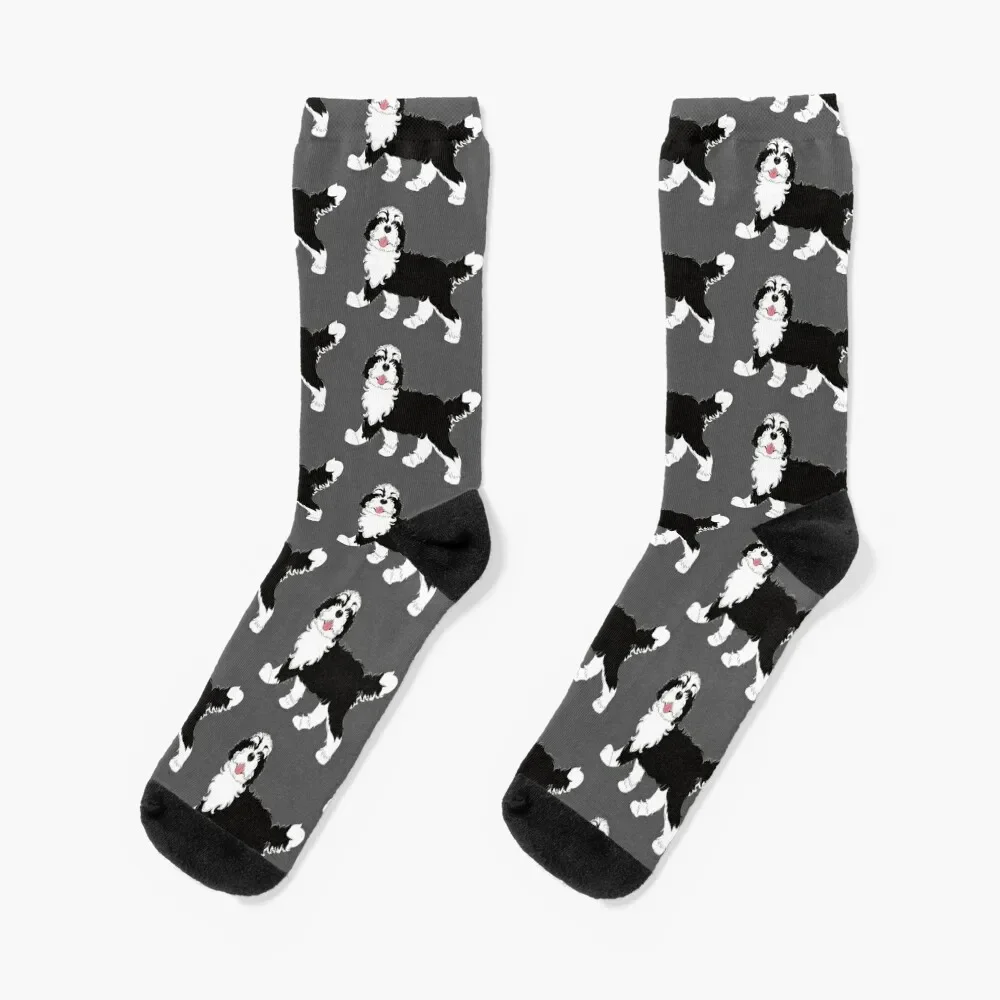 Black and White Bernedoodle Socks Stockings man man men cotton high quality Men's Socks Luxury Women's