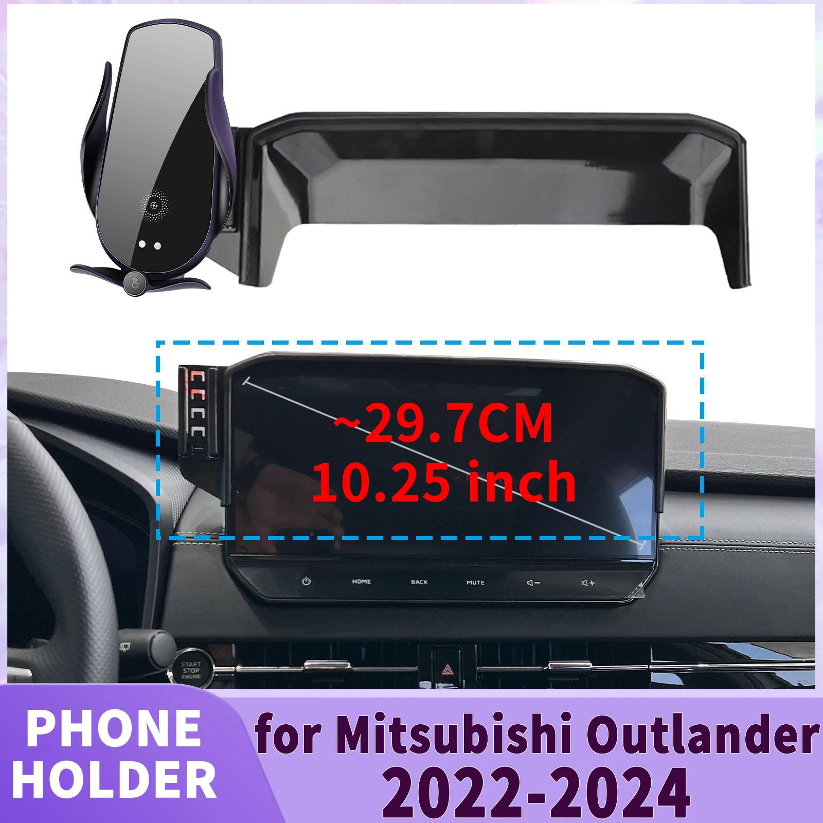 

fit for Mitsubishi Outlander 2022 2023 2024 (10.25in) Screen Base Phone Holder Mount ​​ Secure Clip Car​​ accessoires