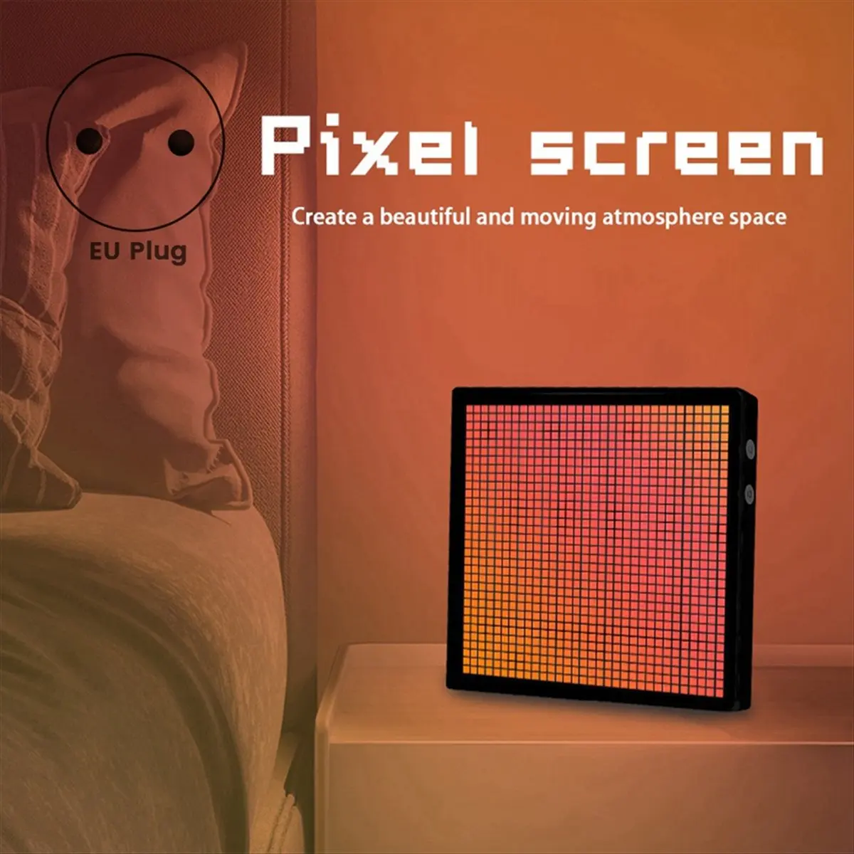【Decorations】 LED Pixel APP Cellphone Control Display 32X32 Programmable Night Light LED Screen Pixel Screen Bedside Light EU Pl