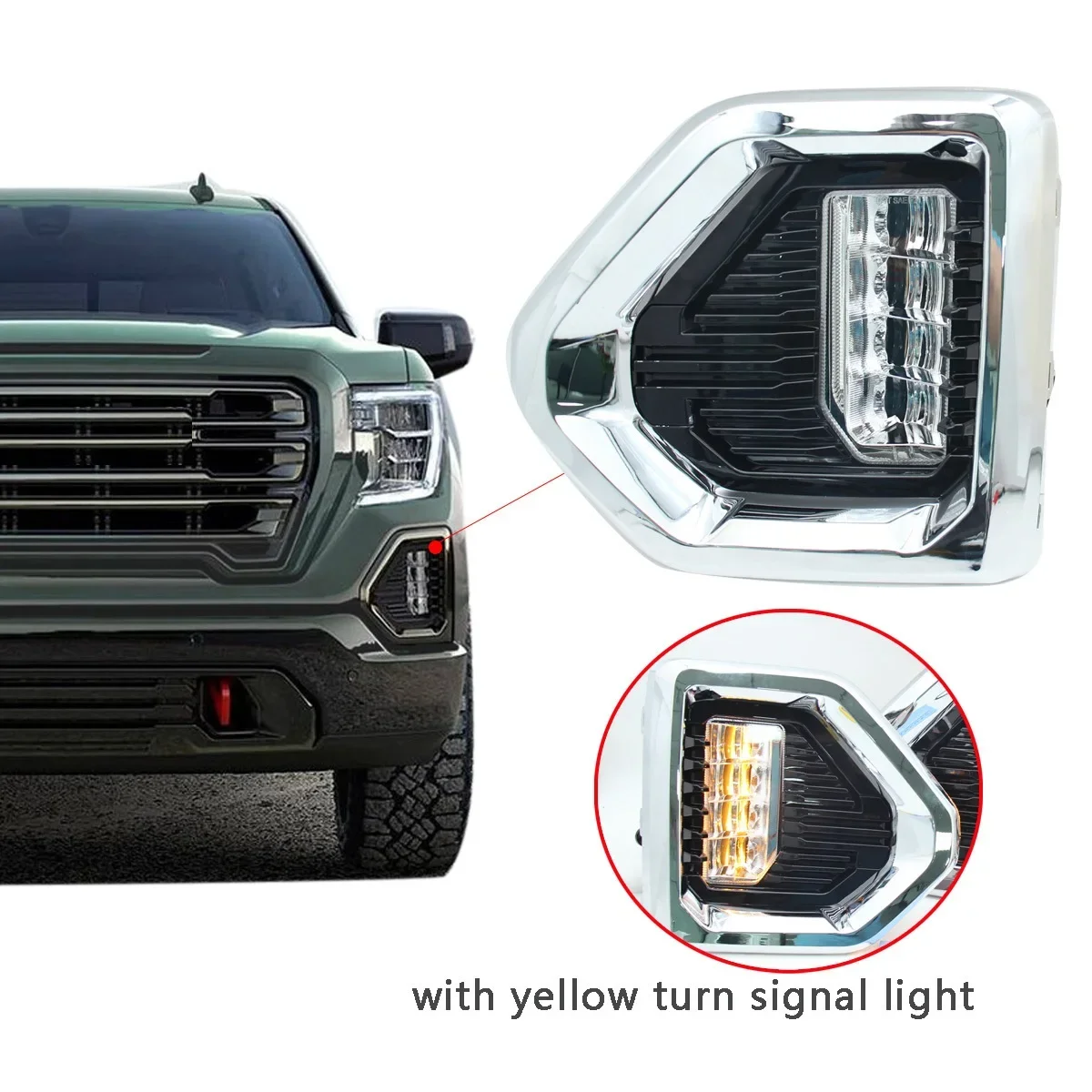 LED Foglight Fog lights Day light for GMC Sierra 1500 2019 2020 2021