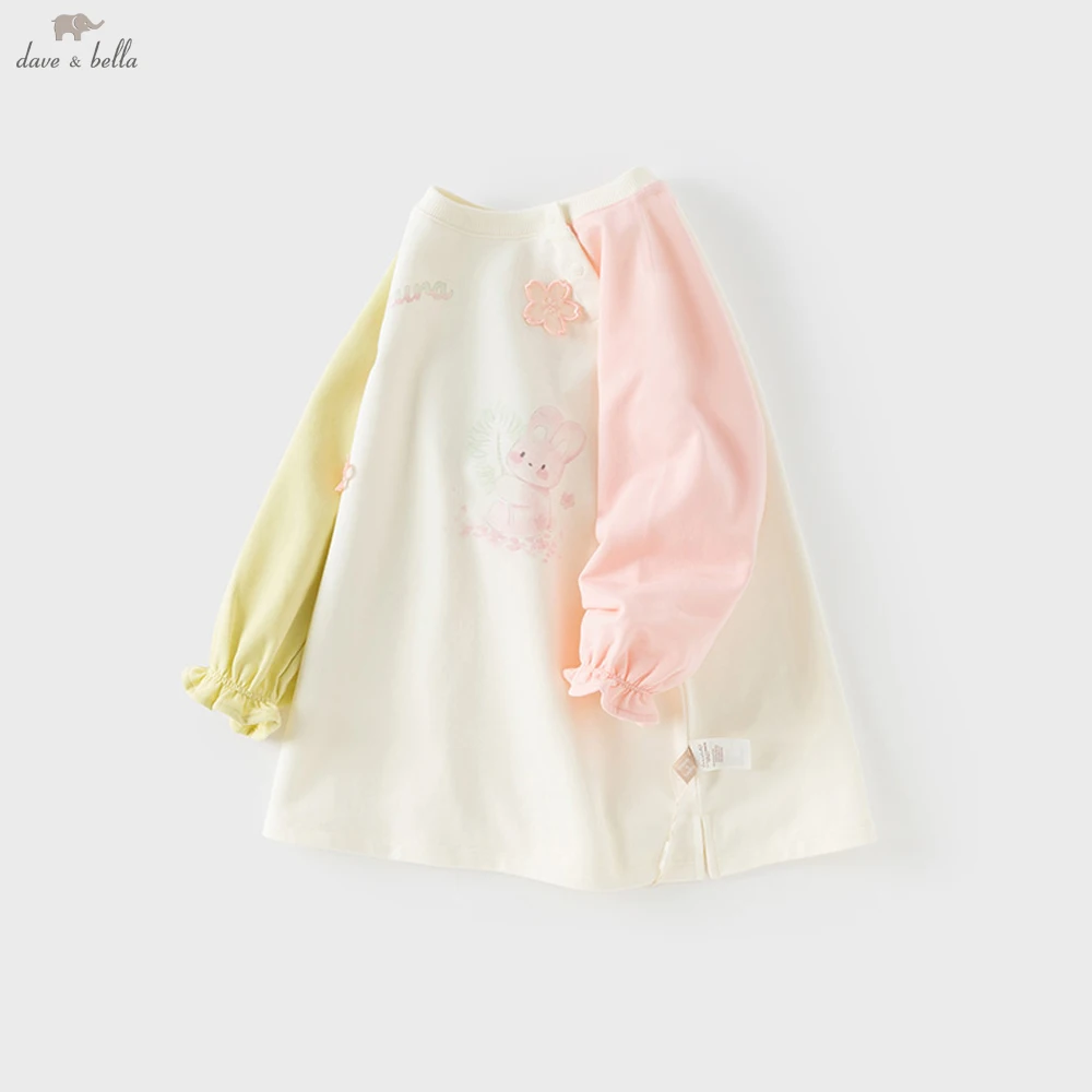 

Dave Bella, осенне-весеннее платье с длинными рукавами для девочек, повседневное весеннее вязаное платье с героями мультфильмов, детская уличная праздничная одежда DB1250080