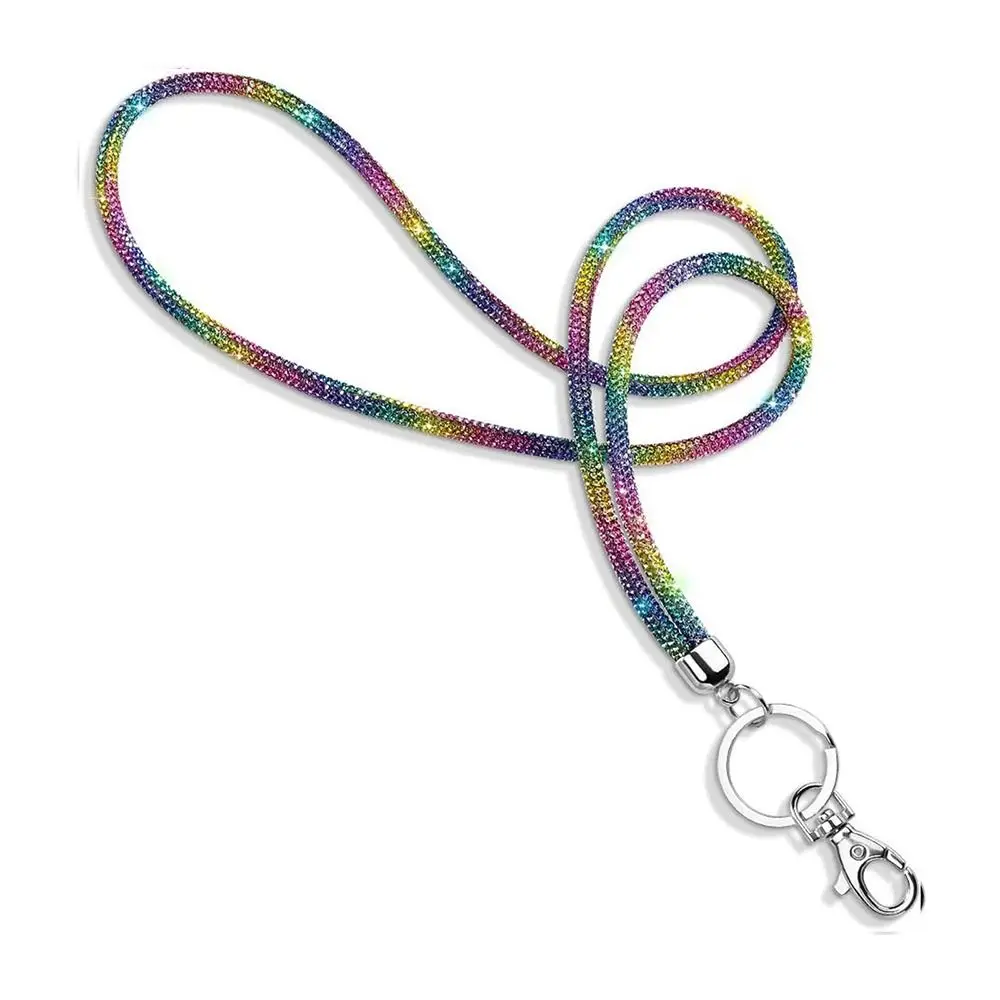Fashion Crystal Phone Lanyards with Metal Clasp Bling Rhinestone Neck Strap Anti-Loss Hanging Lanyards Keychain ID Card Holder