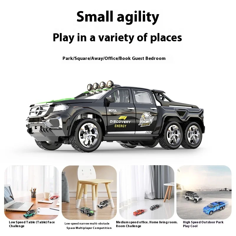 

1: 64 simulation model remote control alloy car mini remote control car toy 2.4G with light adjustable speed desktop drift car
