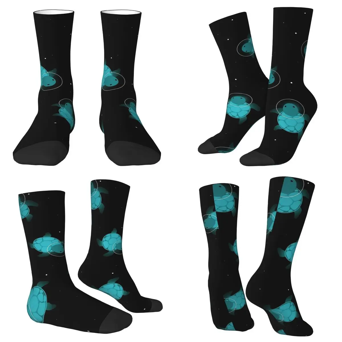 All Seasons Crew Stockings Cartoon Green Sea Turtle Socks Casual Long Socks for Men Women Valentine's Day Gifts