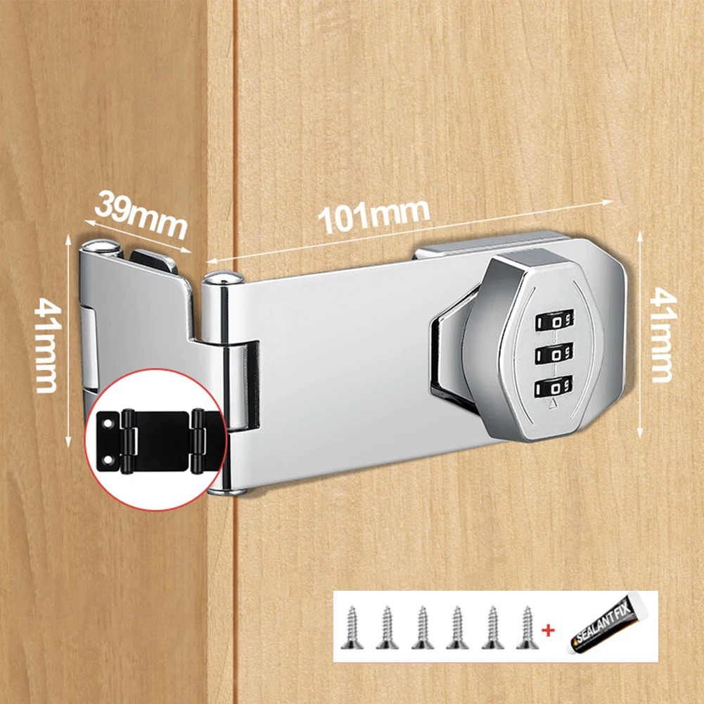 Folding Security Combination Lock 41*39mm Easy Installation Iron Versatile Application With Screws And Glue High-quality