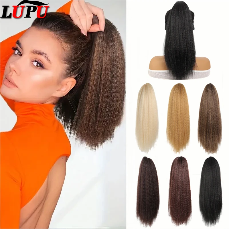 

LUPU 12 inch Fluffy Ponytail Extension Claw Clip Straight Ponytail Extension Suitable for Women Fluffy Synthetic Clip