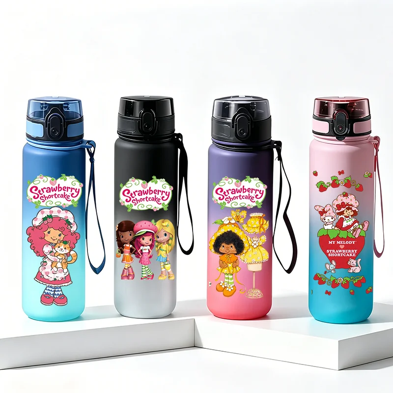 Kitchen Gadgets Aliexpress - ขวดน้ำลายการ์ตูนสตรอเบอร์รี่ชอร์ตเค้กขนาด 650 มล. แก้วกีฬาแบบกันรั่ว ของขวัญสำหรับโรงเรียน การเดินทางกลางแจ้ง