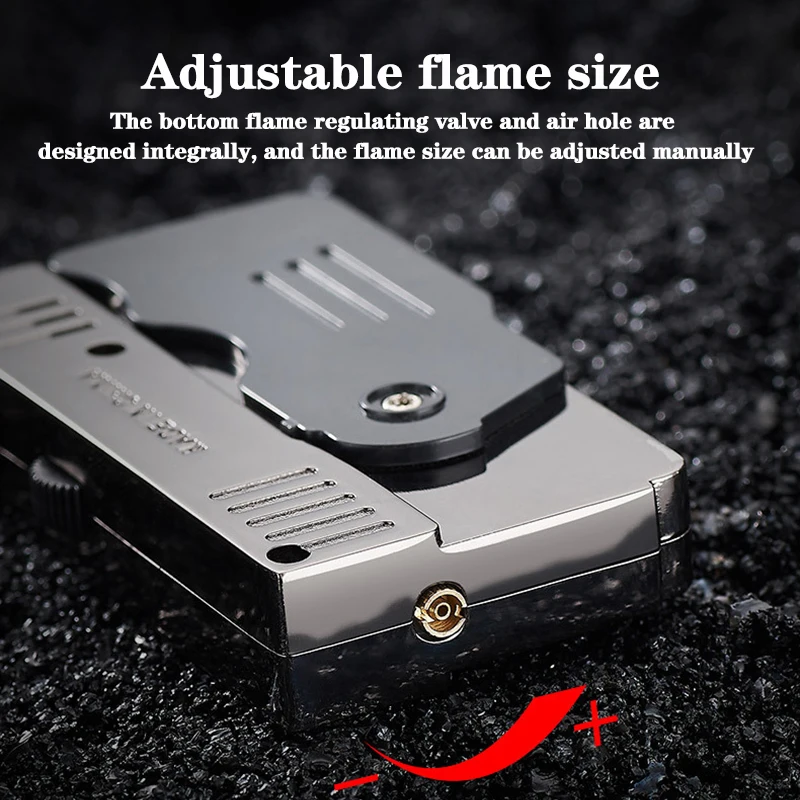 Creative Metal Double Fire Deformation Pistol Butane Gas Lighter Fire-breathing Torch Windproof Flint Funny Cigar Lighter Gift