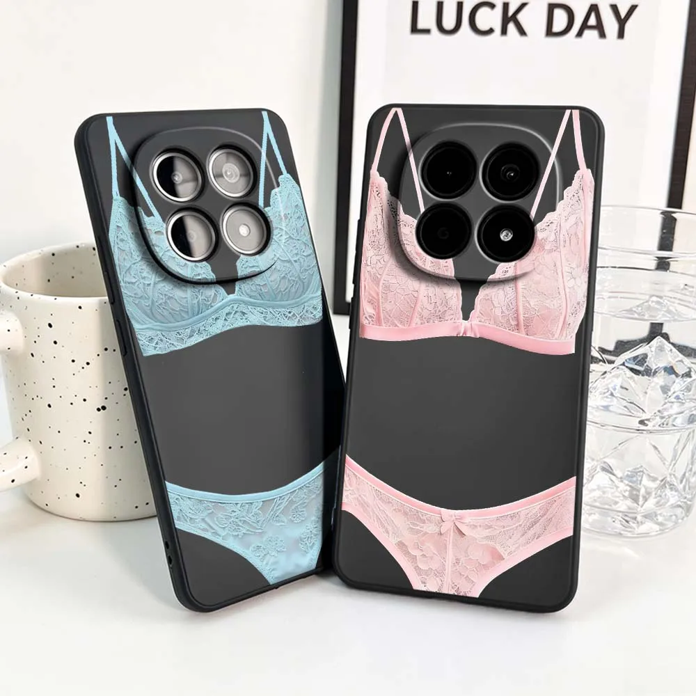 Luxury Lace Lingerie For Xiaomi Redmi Note 15 14 13 13R 12R 12 12S 11 11S Pro Plus 4G 5G Black Soft Cover Phone Case