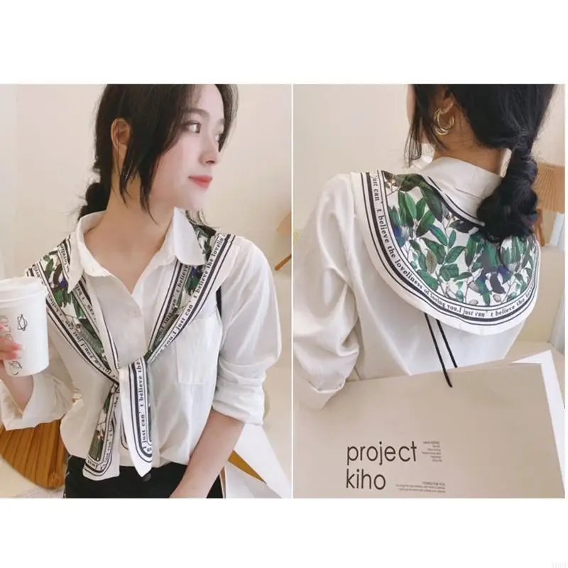 

Satin for Triangle Scarf Fashion Neckerchief For Women Scarf Wrap Simulation Silk Shawl for Triangle Pashmina Print Scar Y08E