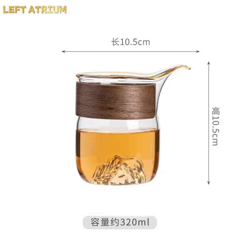Heat resistant Bottom Mountain View Glass Fair Cup With Scald Proof Holder Tea Dispenser Chahai Kung Fu Tea Set Accessories
