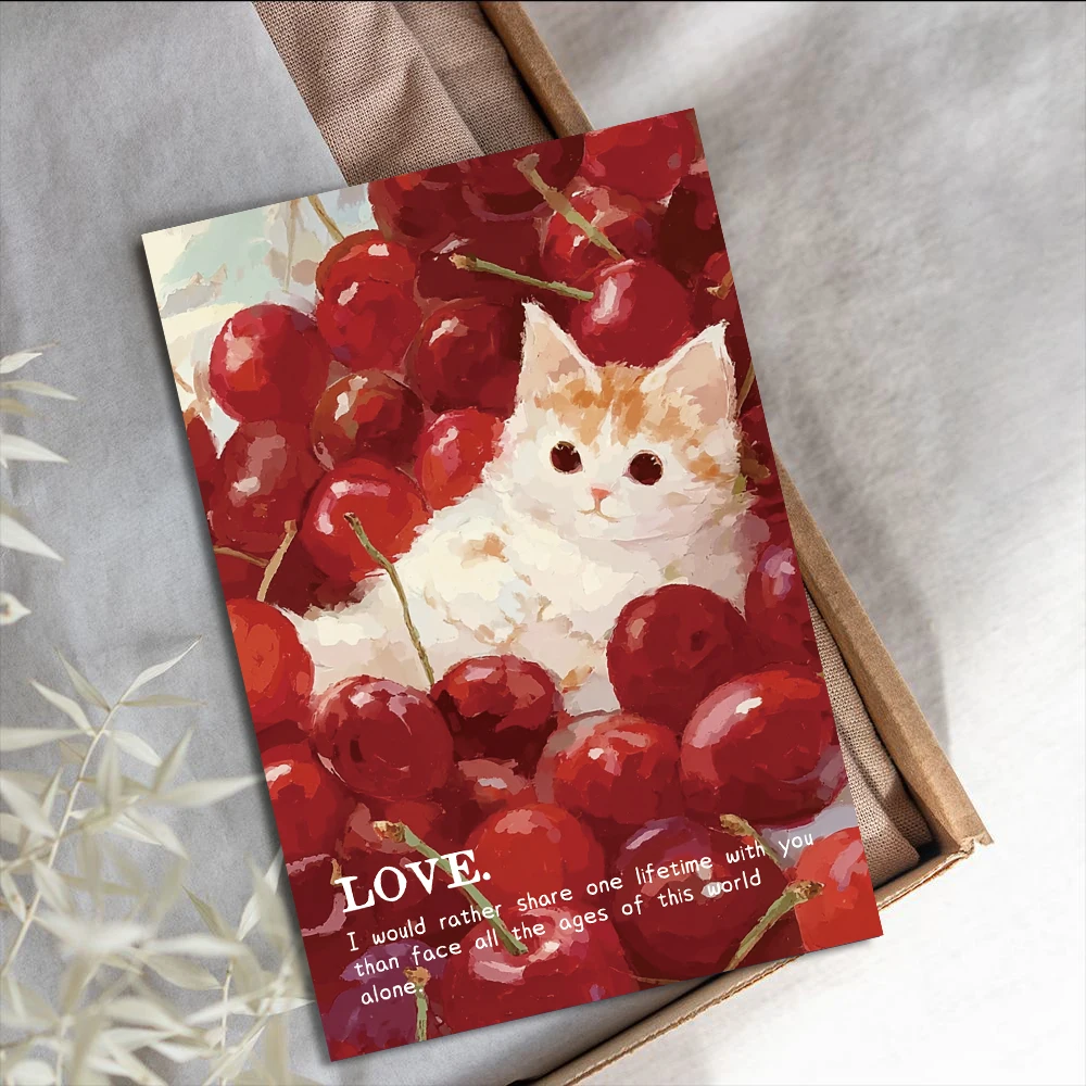 10PCS Crimson Cherry Sticker Posters Card Decoration Scrapbooking Aesthetic Motorcycle Painting Home Creative Sticker