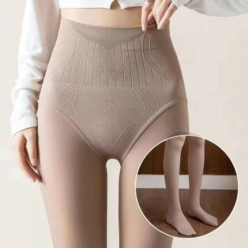 2023 Water Light Leggings Bare Legs Naked Feeling Artifact Women Flesh Color Thin Pantyhose Winter Plus Velvet Outer Wear 200g