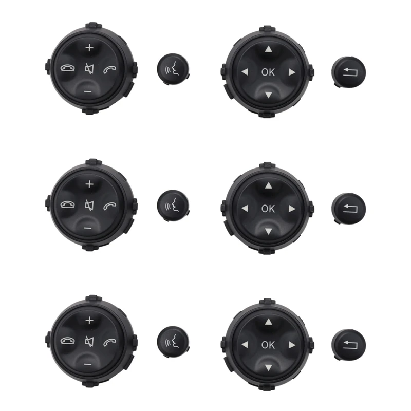 

6X Car Multifunction Steering Wheel Button For Mercedes-Benz W221 S-Class S280 S300 S350 S400 Black