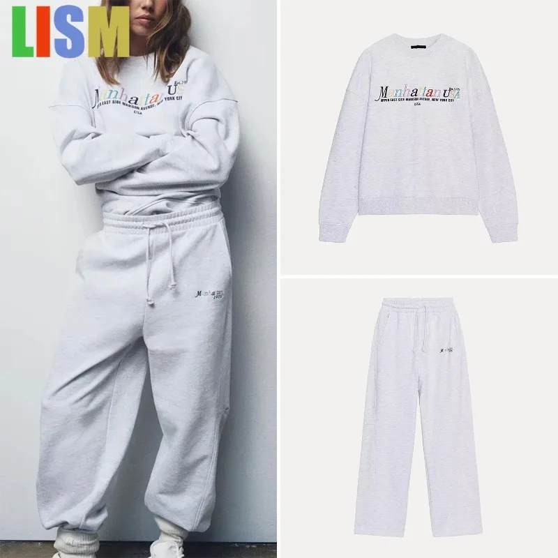

LISM winter woman outfit tracksuit 2025 Autumn New Women's College Sle Sweatirt And Pants Set Long Sve round Ne Long Pants