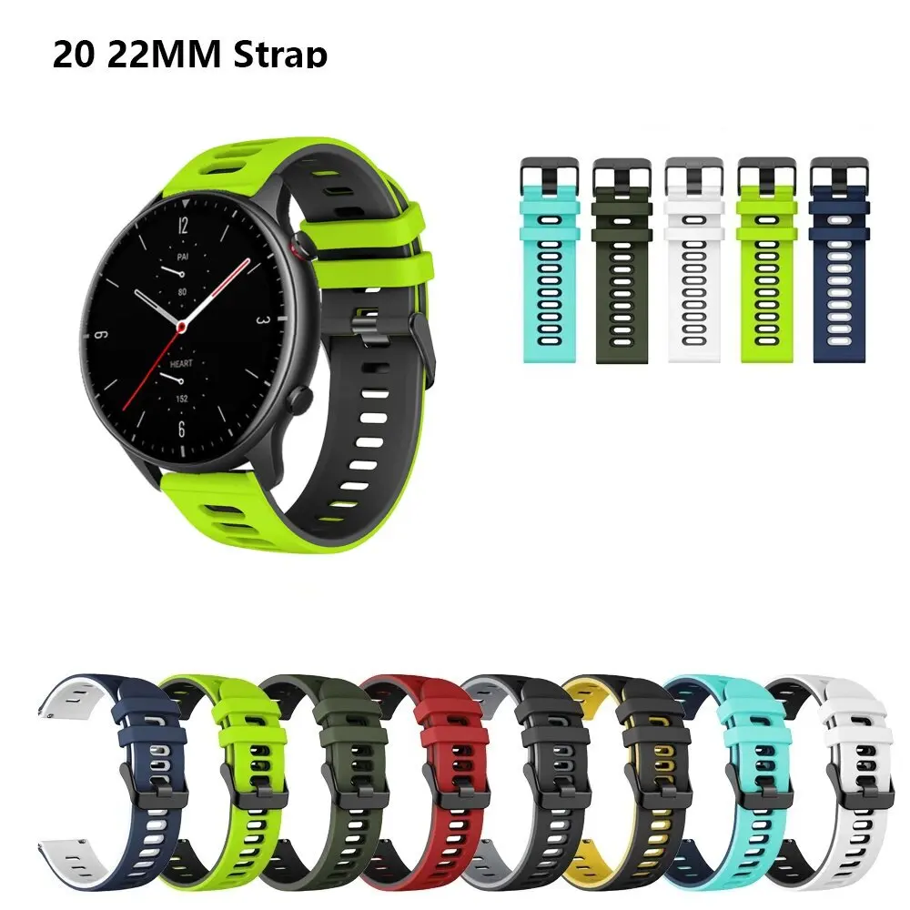 

Сменный силиконовый ремешок для часов 20/22 мм, спортивный ремешок для Huami Amazfit GTR 2 2e 3 4 Pro GTR Mini 42 мм 47 мм PACE Stratos 2 2S 3