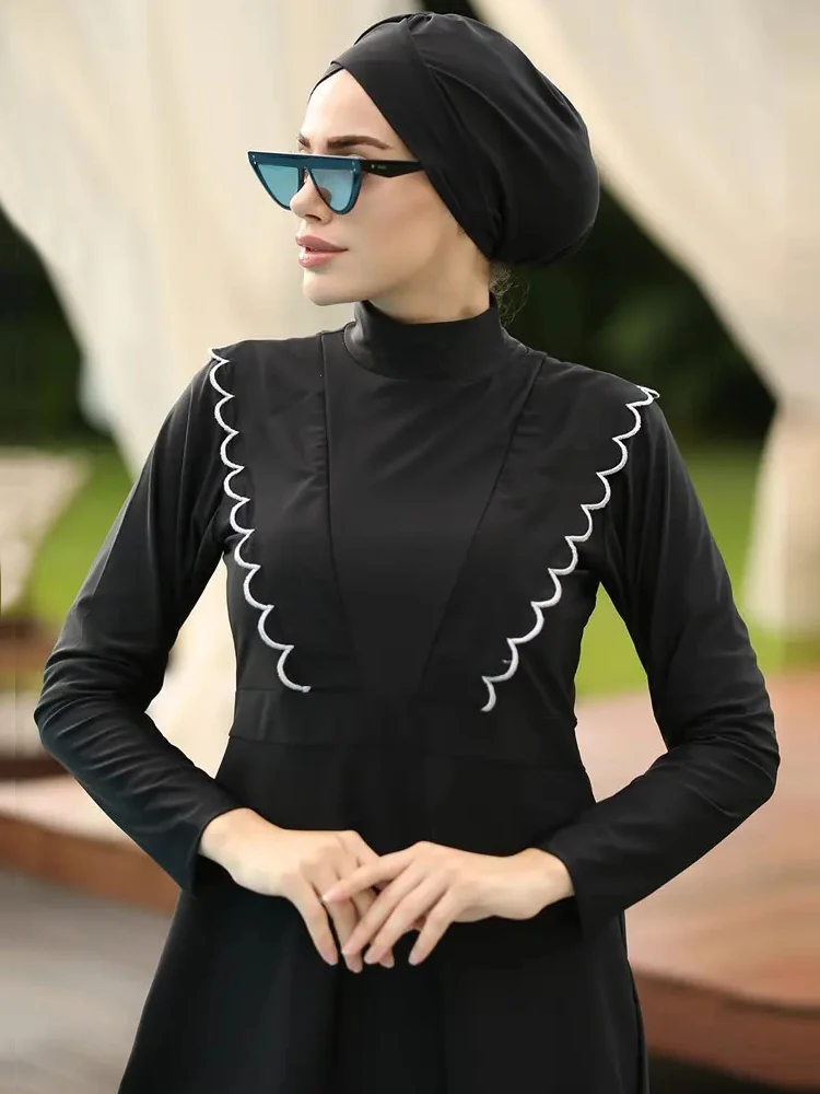 3/4PCS Floral Burkini Muslim Women Femmes Swimsuit Modest Swimwear Quick Drying Long  Shawl, Hijab, Top, Pant ​