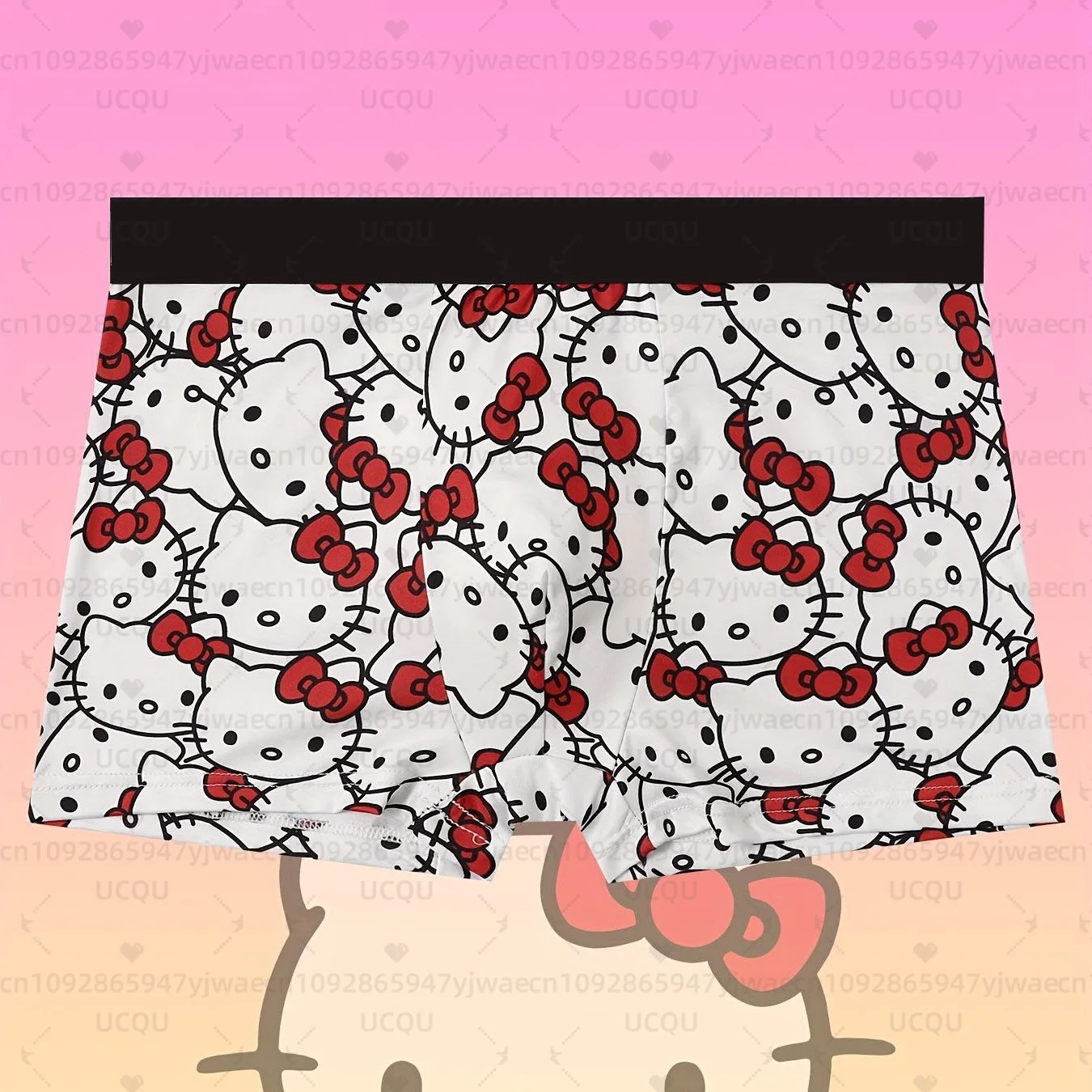 6pcs Hello Kitty Print Men's Sports Boxers Pantie Trunks Underwear Plus Size Breathable Fast Drying Underwear Women's BoxerBrief image 4