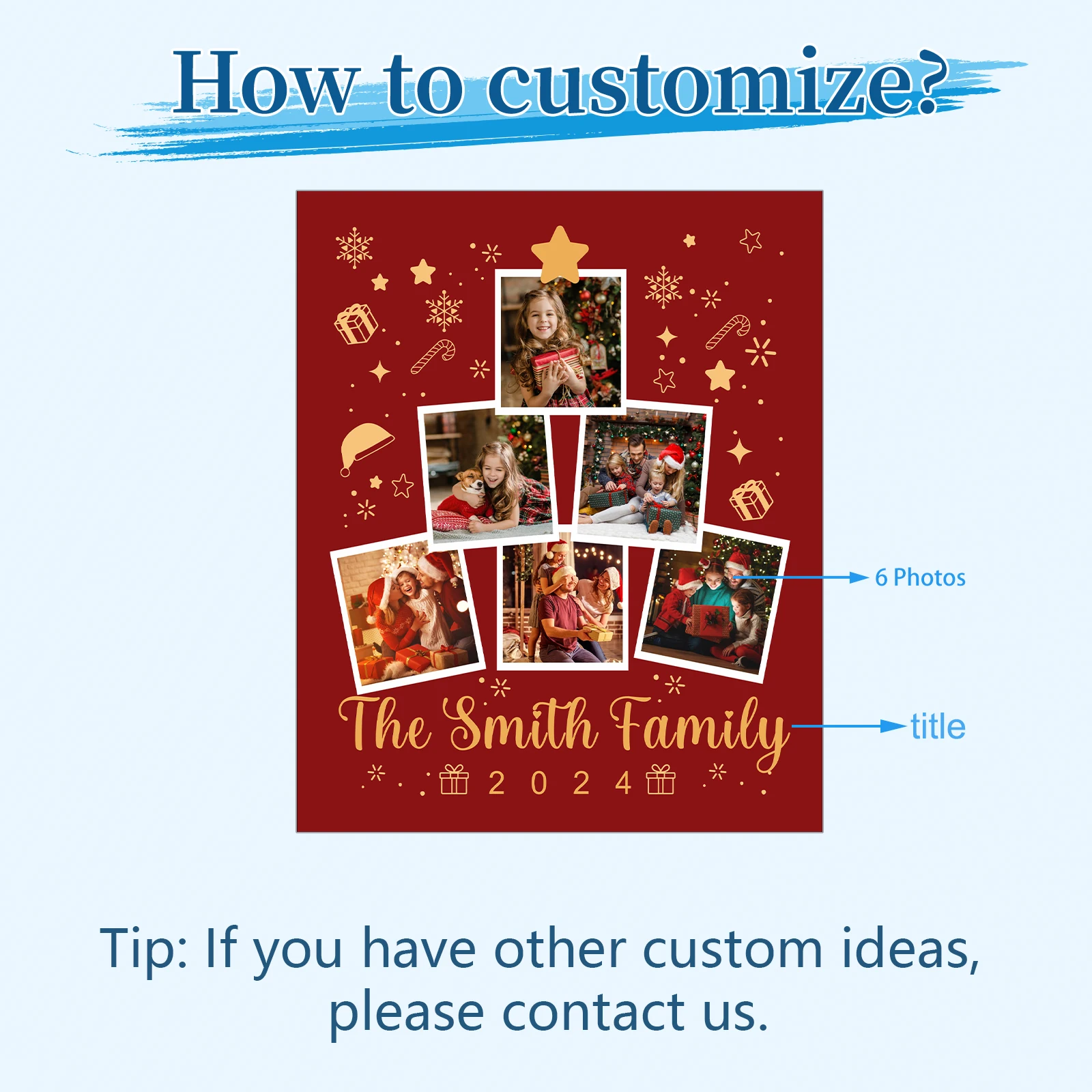 Personalized Christmas Gifts Blanket with Photos Customized Gifts for Women Men Mon Dad Kids Custom Throw Blankets with Pictures