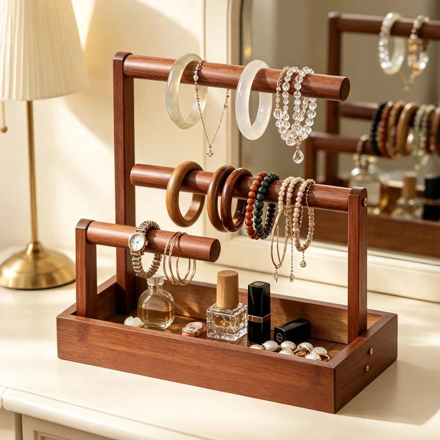 Desktop jewelry storage box, necklace, bracelet, watch bracelet, jewelry, Buddhist prayer beads, display rack