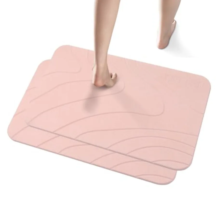 

2 Pack Diatomaceous Earth Shower Mat, Stone Bath Mat, Nonslip Super Absorbent Fast-Drying Hard Bath Mat for Bathroom Shower Flo