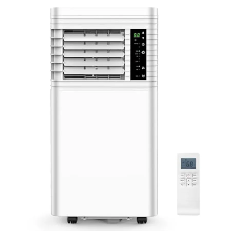 

Portable Air Conditioners 8, 000 BTU for small rooms, white ABS plastic, compact design with cooling, fan, dehumidifier, 24H ti