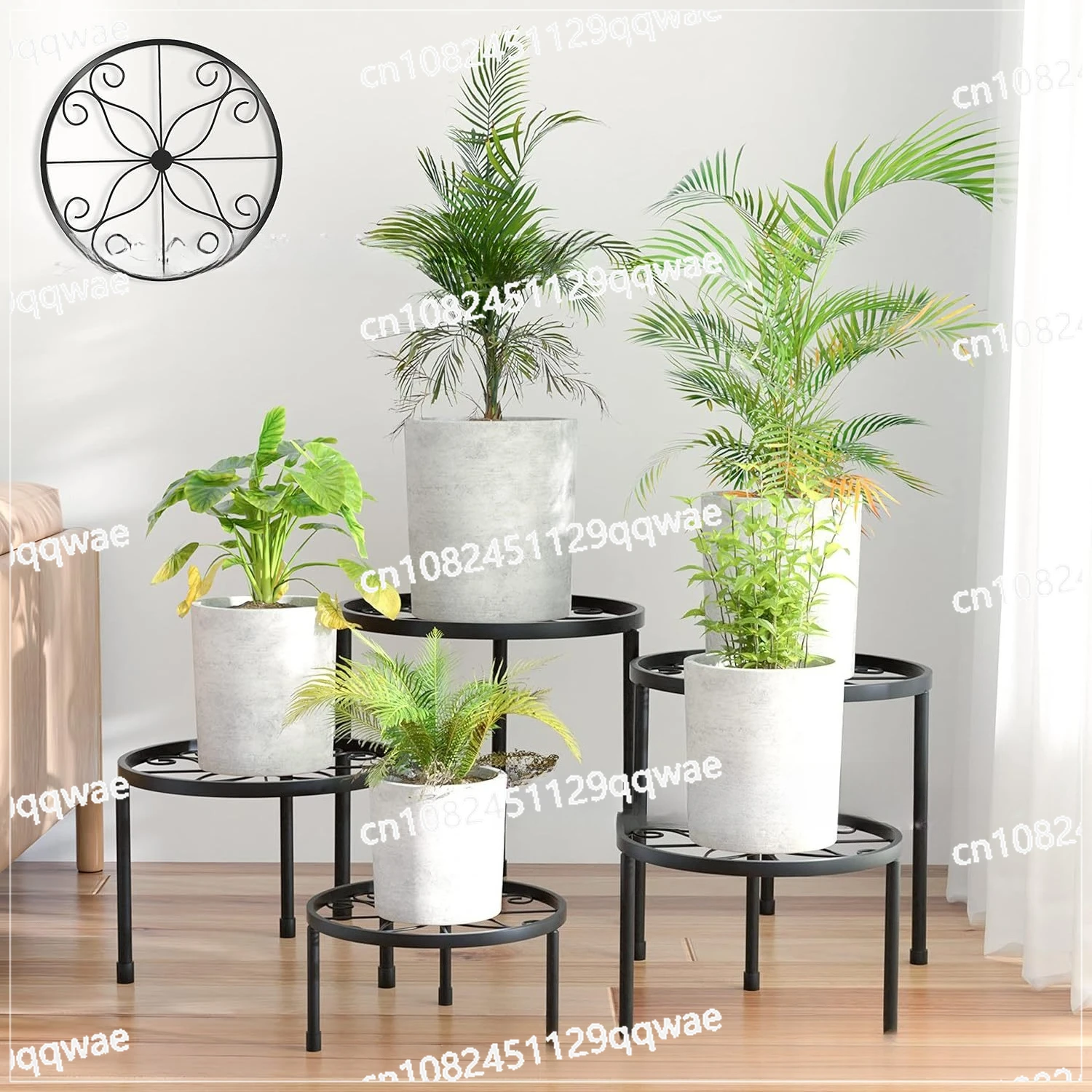 Five-piece set of single-layer wrought iron small flower stand balcony outdoor dill hanging orchid potted plants