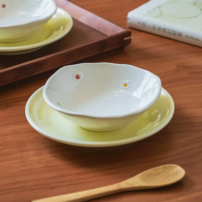 New Moonlight Dessert Plate Set Single Serving Bird's Nest Syrup Bowl and Dish High Appearance Level Exquisite Home Snack Plate