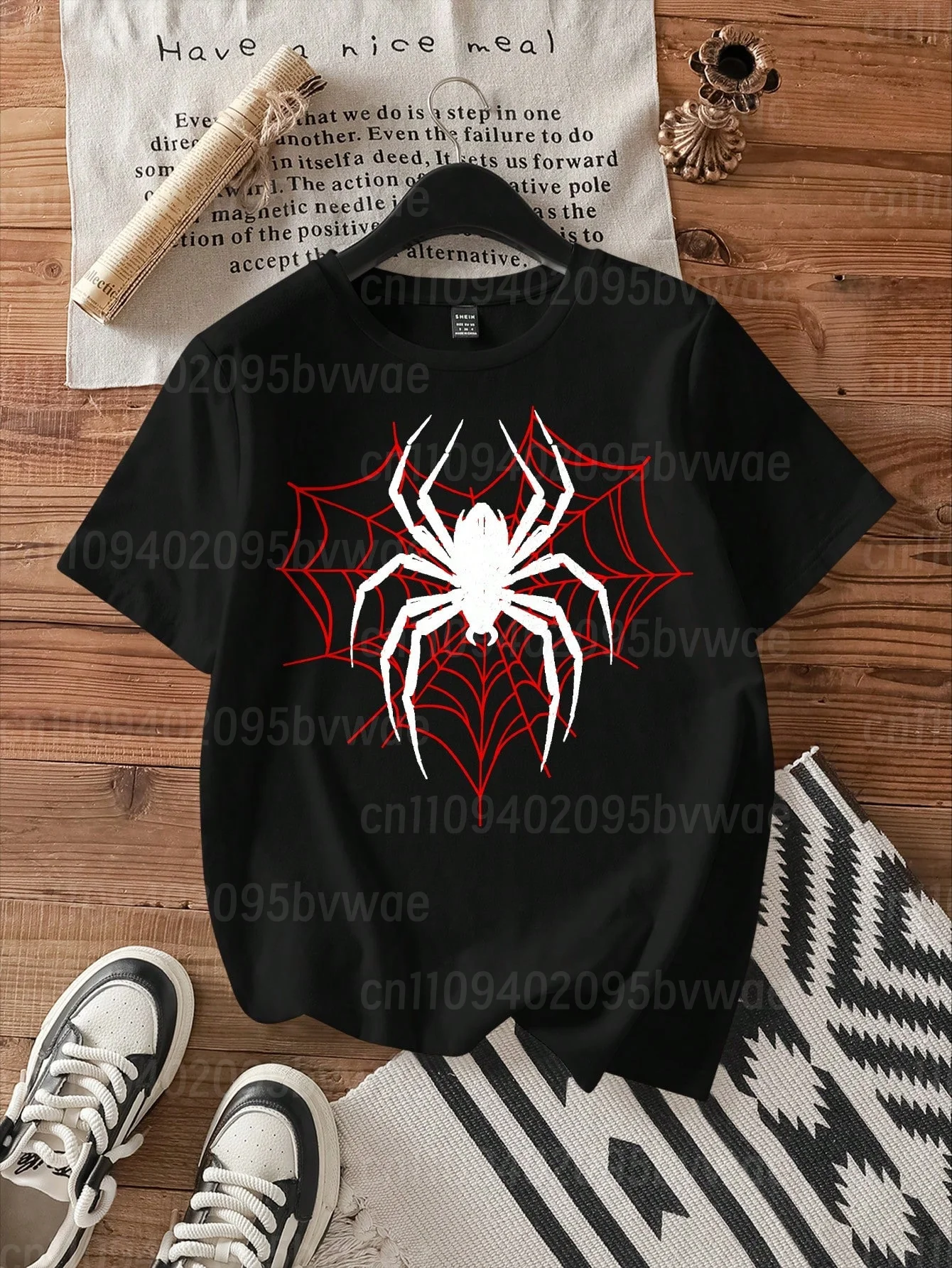 Camisetas holgadas con diseño de araña para mujer, camisetas deportivas informales de verano con cuello redondo y manga corta, tops de moda