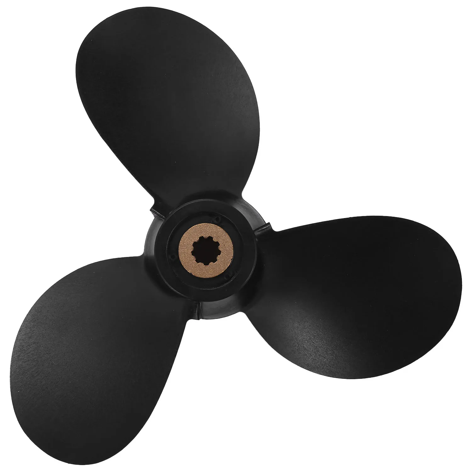 Outboard Propeller 6E0-45941-01-El 7 1/2X8-Ba for Yamaha 4Hp-6Hp Plastic Alloy 3 Blade Black 9 Spline Tooth