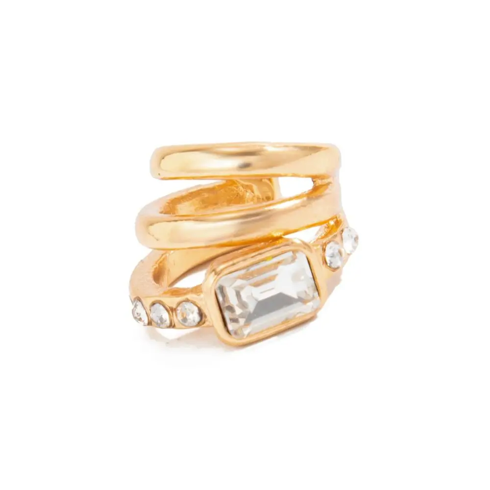 Multi-Layer C-shaped Ear Clip Golded Metal Square Zircon Stud Earrings Minimalism Silver Gold Jewelry Cartilage Ear Cuffs view 5