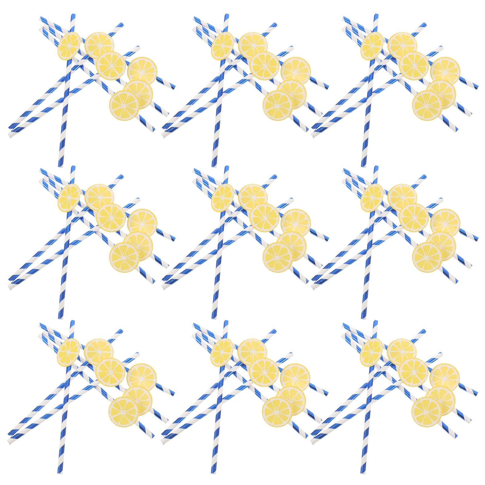 

50Pcs Lemon Paper Straws Creative Striped Disposable Party Supplies for Birthday Hawaiian Luau Summer Baby Shower Cocktail