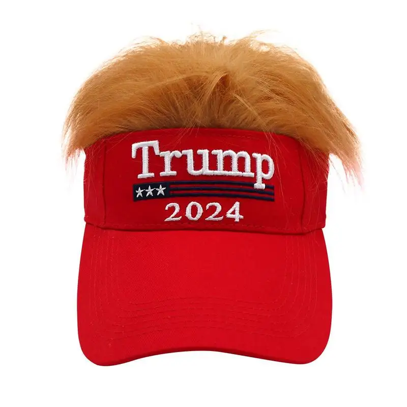 Trumps Hat Donald 2024 Cap Wig Visor Half Hat Support Camping Caps Adjustable 2024 Baseball Cap Outdoor Sunscreen Baseball