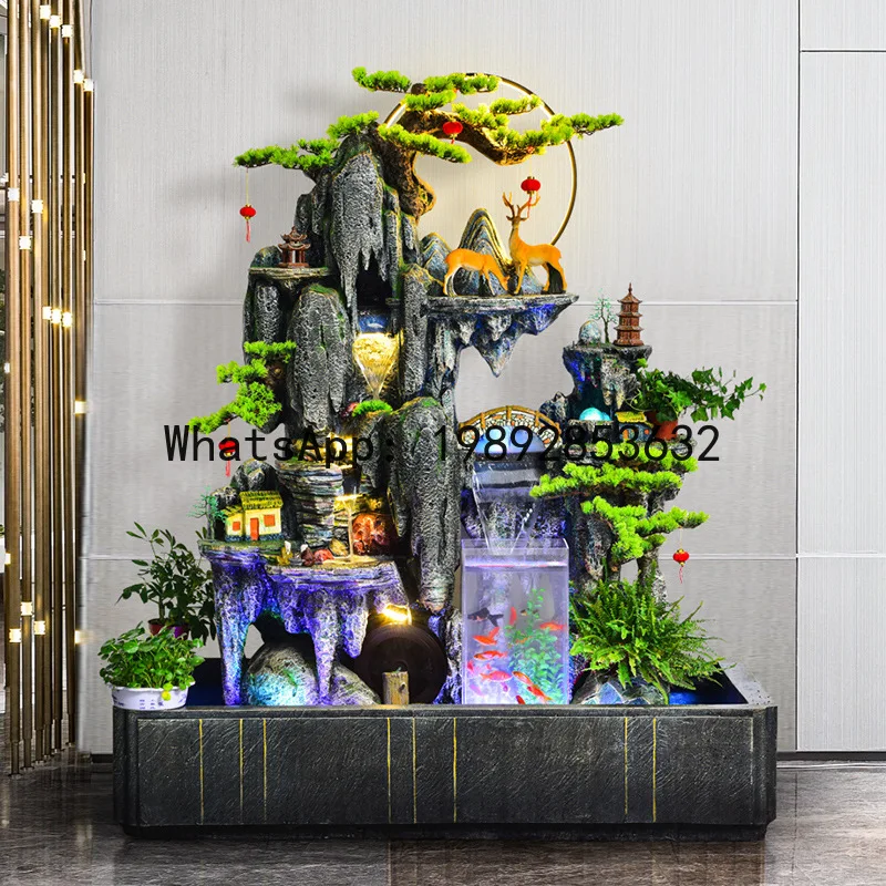 CZ  Fountain Water Flow Ornament Balcony Office Hotel Alpine Water Flow Wealth-Attracting Landscape Decoration Fish Tank