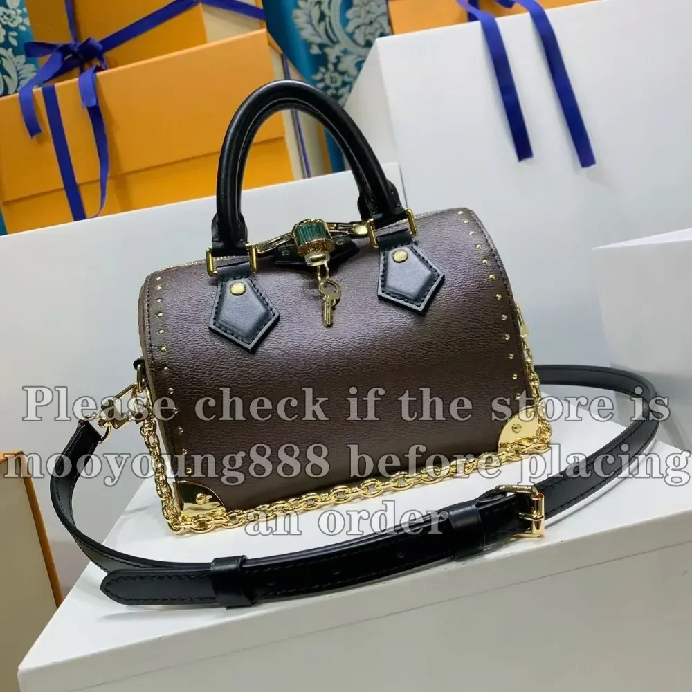 

wholesale price 12A mirror quality designer trunk bag luxury handbag for women top handle crossbody purse 20.5cm brown
