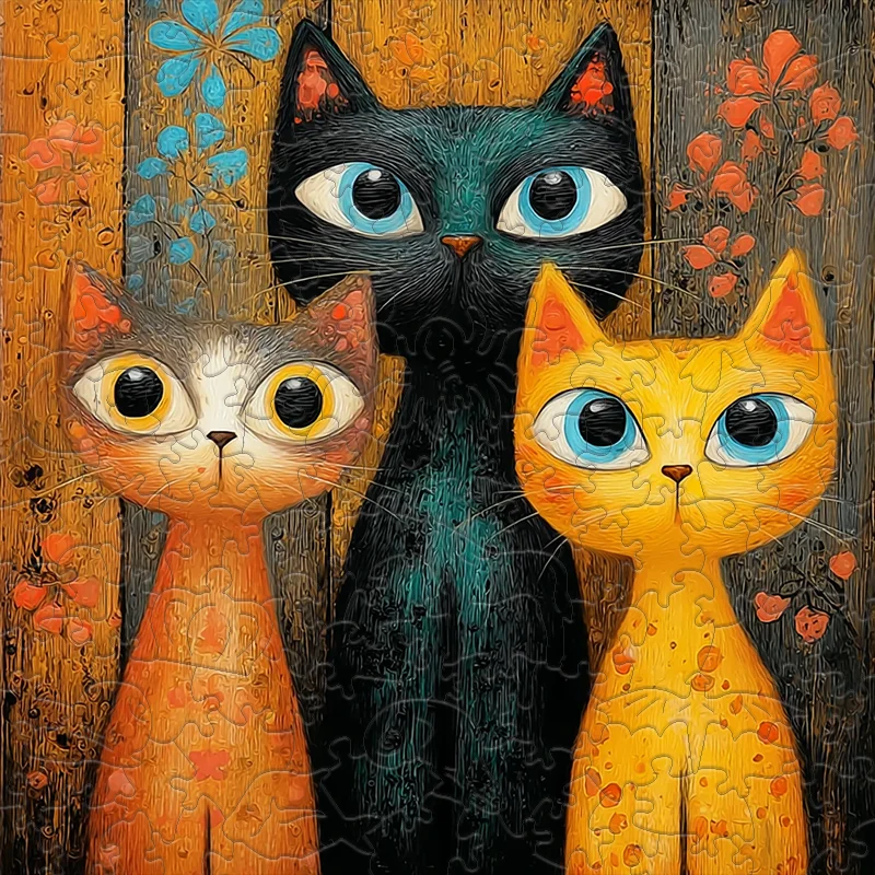 

Cute Cat Wooden Jigsaw Puzzle - Party Fun And Relaxing Game