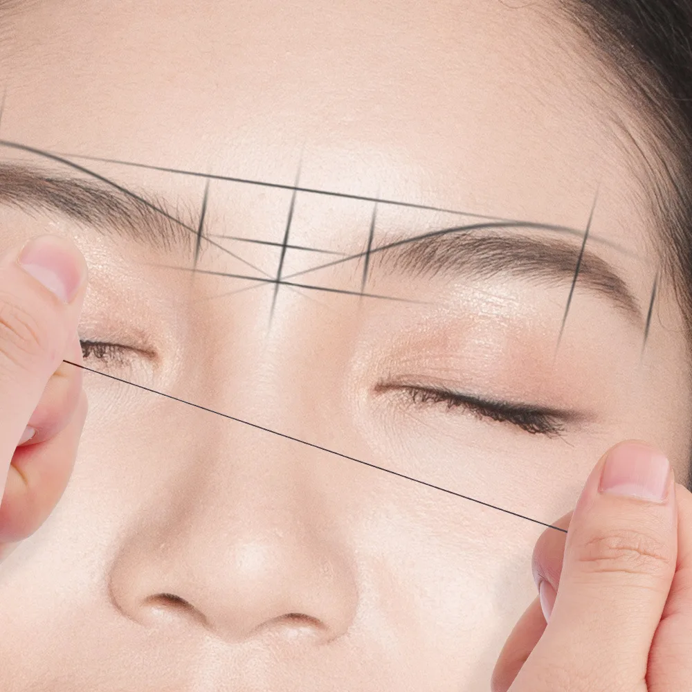 Righello per sopracciglia Microblading di alta qualità da 6 pezzi per disegno ausiliario con linea di segni di inchiostro, righello per sopracciglia con scatola di linea orizzontale