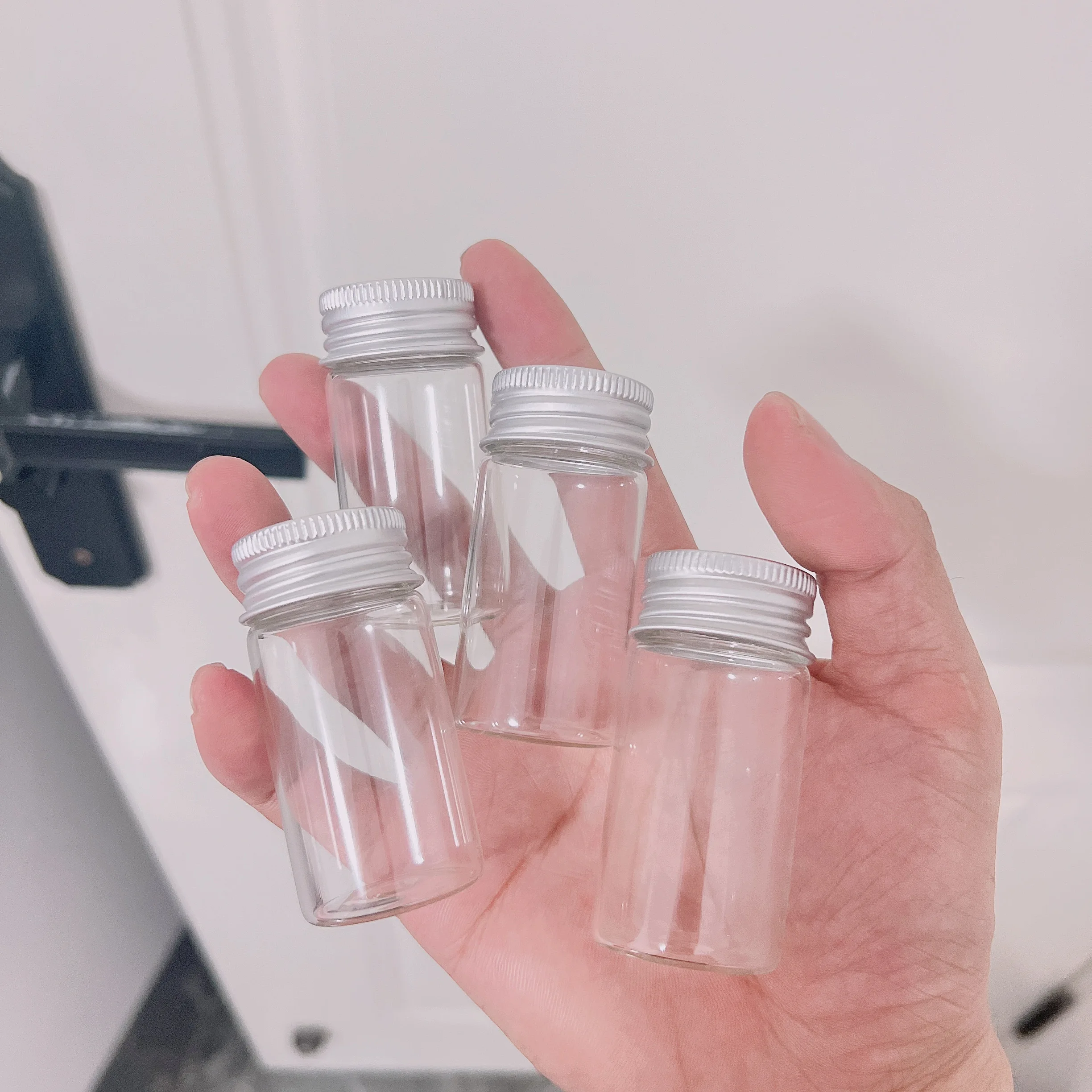 48 PCS 20*30*60mm 25ml Small Glass Vial Bottle Aluminum Caps Tiny Empty Jars Containers Transparent Glass Bottles