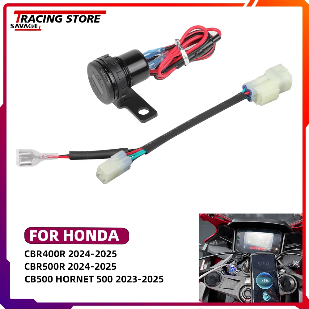 

Quick Charger Dual USB Aux For Honda CBR400R CBR500R CB500 Hornet 500 Auxiliary 12V Outlet Power Connector Socket Adapter Cable