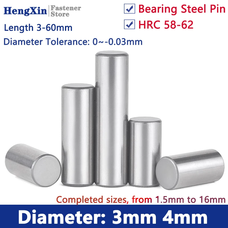 Diameter 3/4mm Bearing Steel Cylindrical Locating Dowel Pin Solid Flat Head Fixed Shaft Pins Round Bar Rod Length 3-60mm