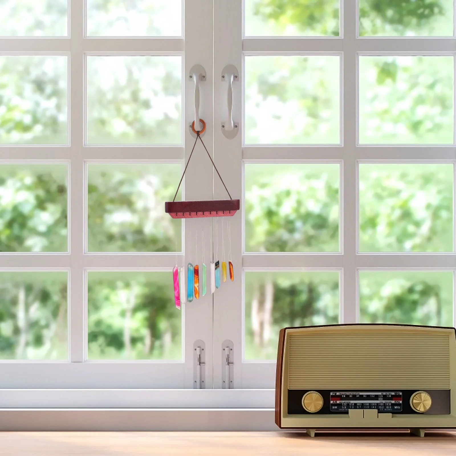 

High Grade Material Agate Stripe Wind Chime Home Decor Simple Structure Chic Design Indoor Outdoor Agate Stripe Wind Chime