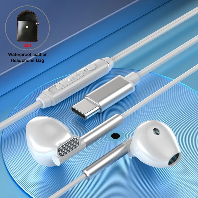 EARDECO 3,5 mm/Typ-C-Kopfhörer mit Geräuschunterdrückung, kabelgebundene Kopfhörer, Bass, Hifi, kabelgebundene Kopfhörer, Ohrhörer, Stereo-Mikrofon-Kopfhörer mit Draht