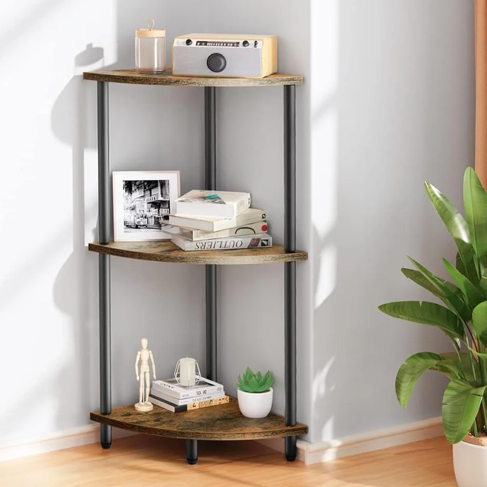 

3 Tier Corner Shelf for Small Space, 29.5 Inch Vertical Corner Shelf, Vintage Corner Display & Storage Shelf，12"D x 12"W x 30"H