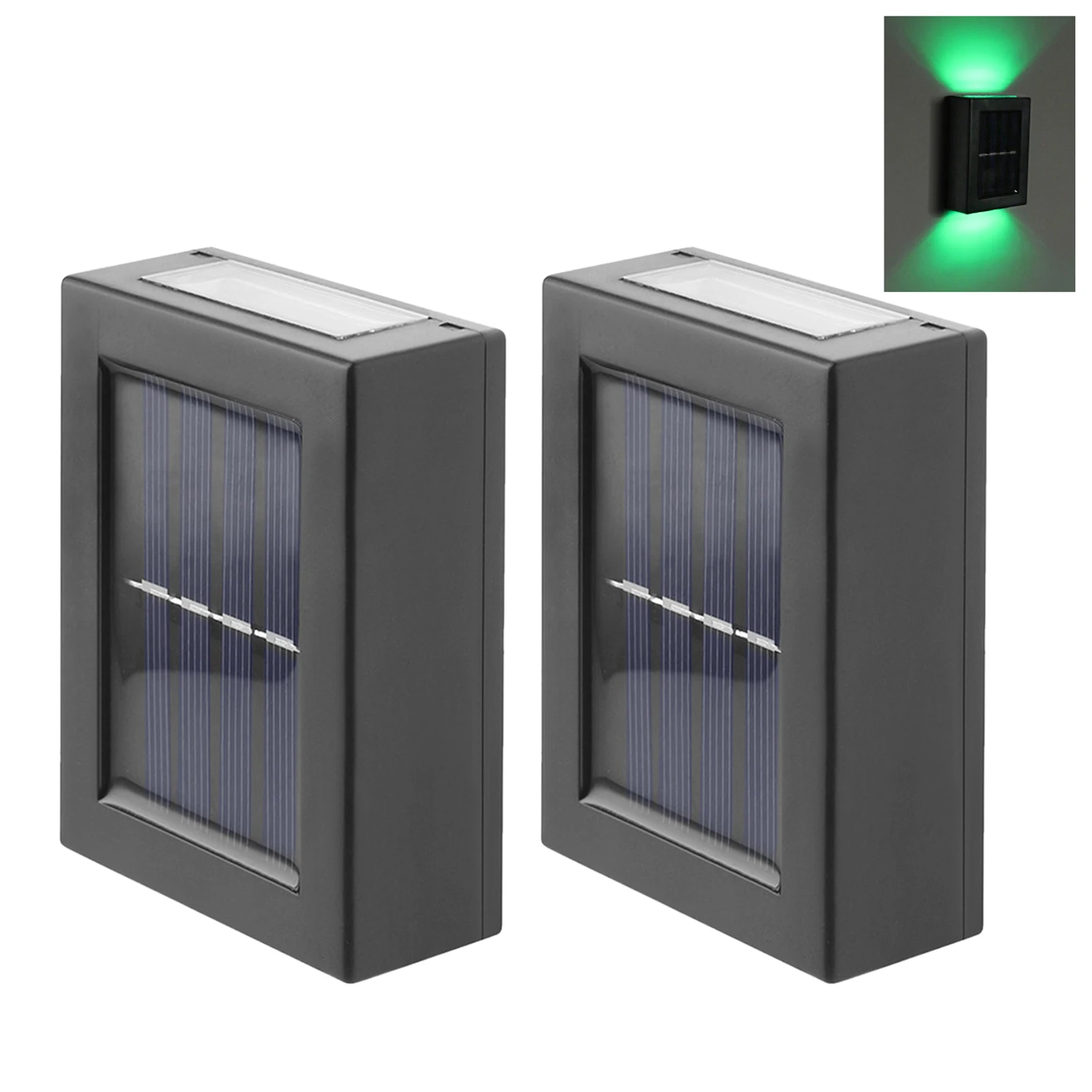 2pcs Wall Lamp Modern Exterior 2 LEDs Park Solar Powered Decorative Light Up Down Courtyard Outdoor Garden Waterfproof Landscape