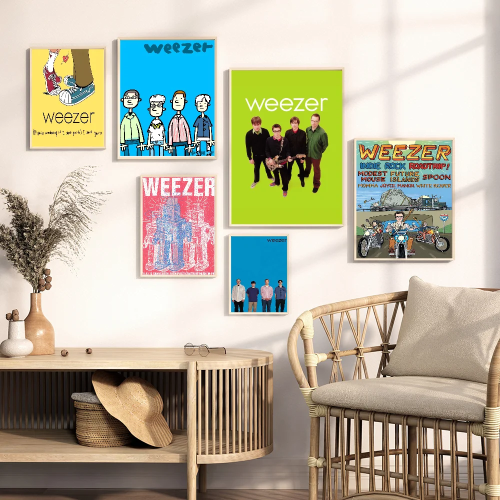 Weezer Music Band Anime Posters Sticky Waterproof Paper Sticker Coffee House Bar Kawaii Room Decor