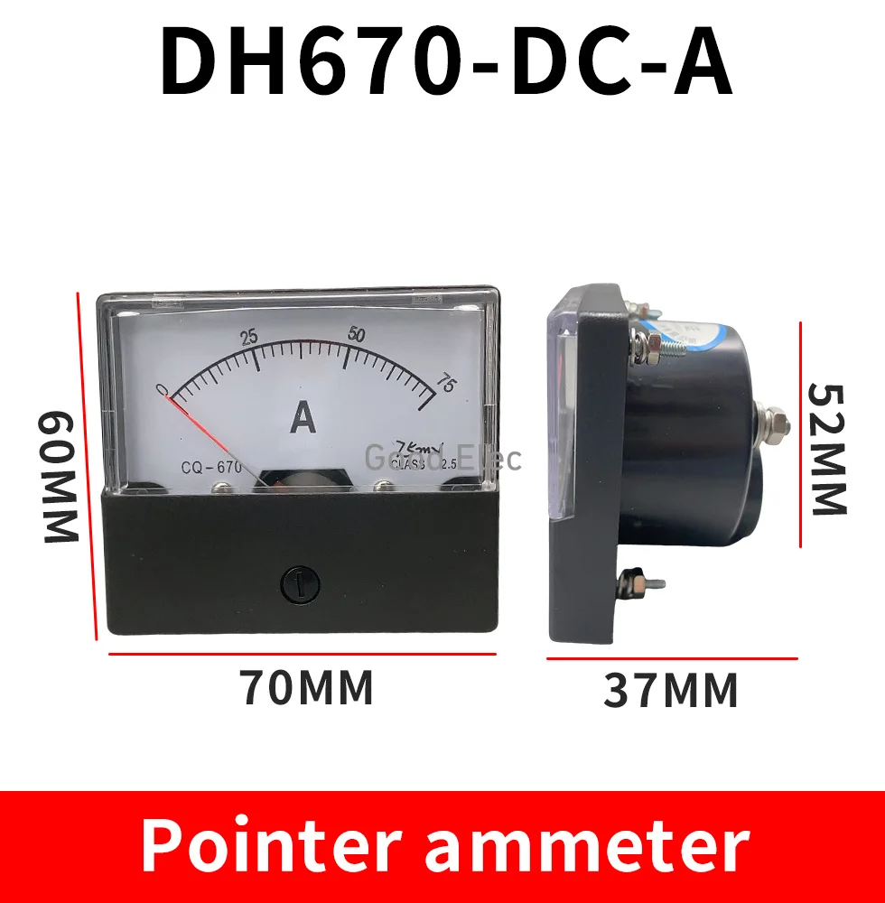 Anlog Amp Meter DH-670 DC Ammeter Gauge Current Meter Panel Ampere Meter Current Tester dc amp meter DC1A2A3A5A1015A2030A50A100A