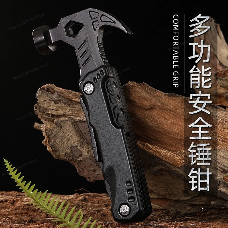 For Outdoor Multifunctional Car Window Breaker Stainless Steel Camping Combination Pliers Survival Croissant Hammer